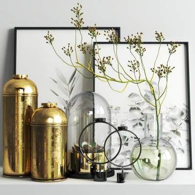 现代花卉挂画装饰摆件